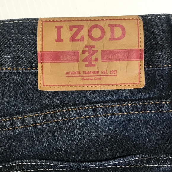 IZOD DENIM JEANS  34W 30L (#IZ23)  LIKE NEW - DARK DENIM - Picture 3 of 7